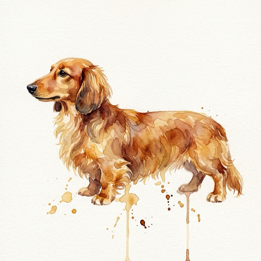 Watercolor portrait of a dachshund